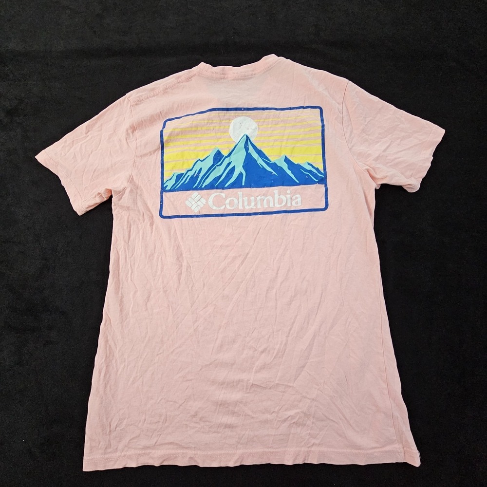 Columbia‎ Sportswear Mountains Pink Short Sleeve Cotton T-Shirt Men's M